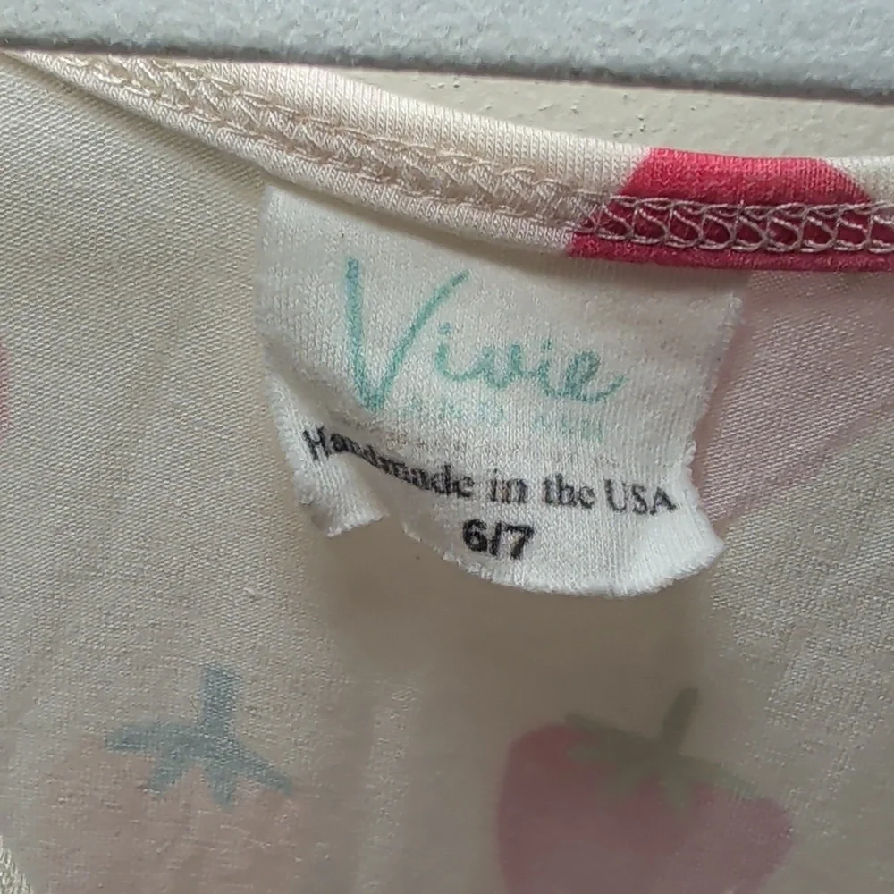 Vivie and Ash Strawberry Sundress Pink Red Green Summer A-line Girls Size 6/7